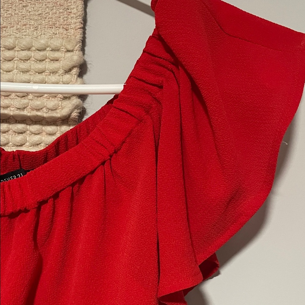 Forever 21 Red Ruffle Mini Romper - Picture 3 of 5